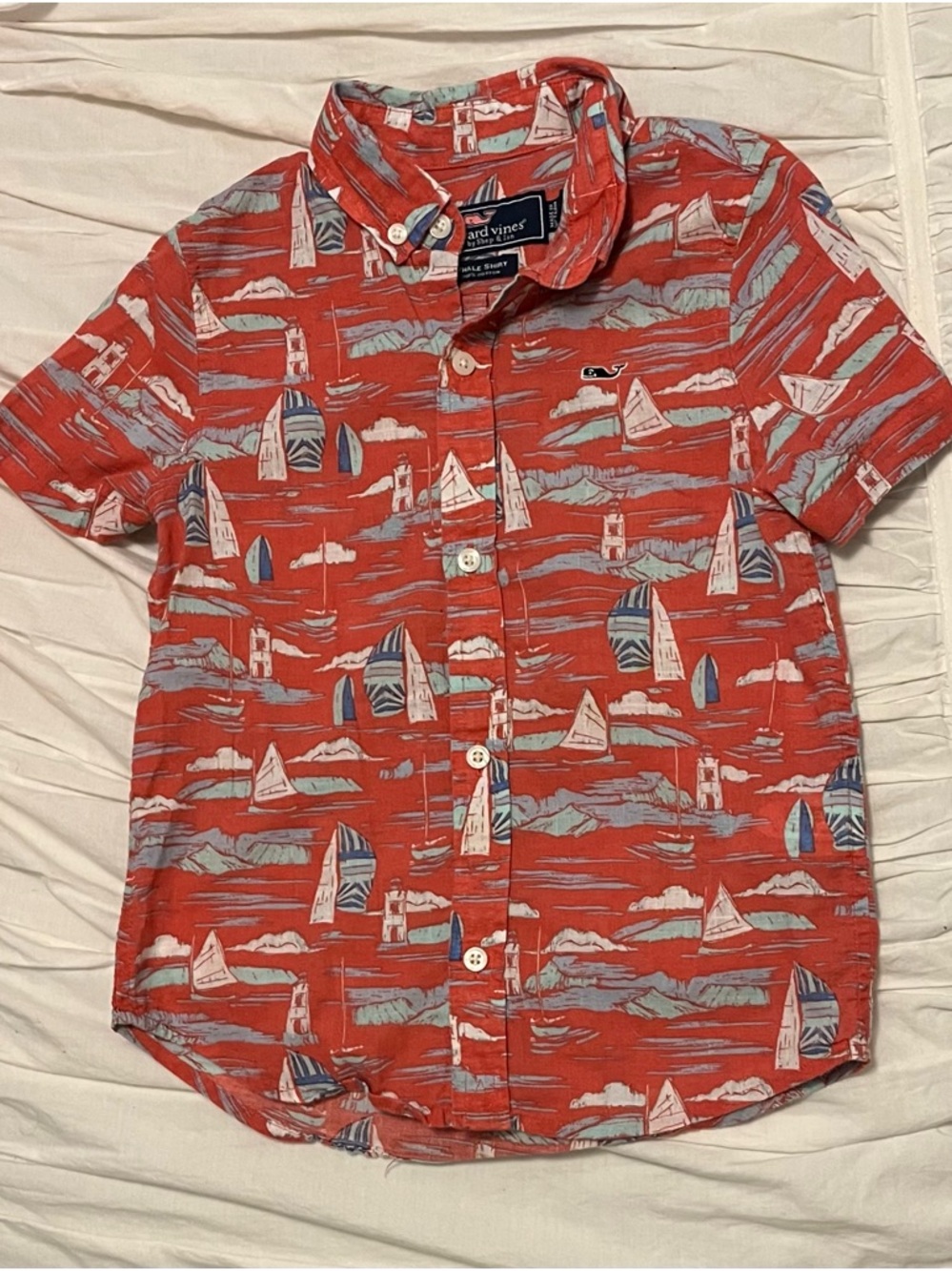 Vineyard Vines Sailboat Print Short-Sleeve Button-Down - Picture 3 of 5